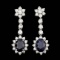 14k Gold 4.50ct Sapphire 2.35ct Diamond Earrings