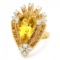 14k Yellow Gold 5.00ct Beryl 0.80ct Diamond Ring