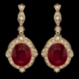 14k Gold 22.50ct Ruby 1.70ct Diamond Earrings