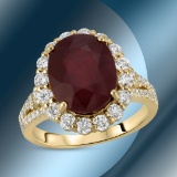 14K Gold 7.80cts Ruby & 1.22cts Diamond Ring