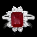 14k White Gold 3.00ct Ruby 1.25ct Diamond Ring