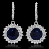 14K Gold 8.12ct Sapphire 2.89ct Diamond Earrings