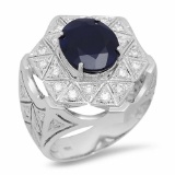 14K Gold 5.01ct Sapphire 1.06cts Diamond Ring