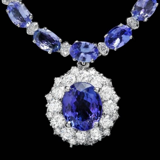 14k Gold 25.5ct Tanzanite 3.00ct Diamond Necklace