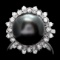 14k White Gold 12mm Pearl 0.50ct Diamond Ring