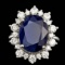 14k Gold 10.00ct Sapphire 1.35ct Diamond Ring