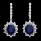 14k Gold 10.00ct Sapphire 1.70ct Diamond Earrings