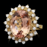 14k Gold 7.80ct Morganite 0.80ct Diamond Ring