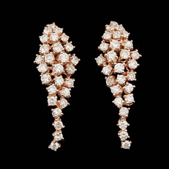 14k Rose Gold 3.00ct Diamond Earrings