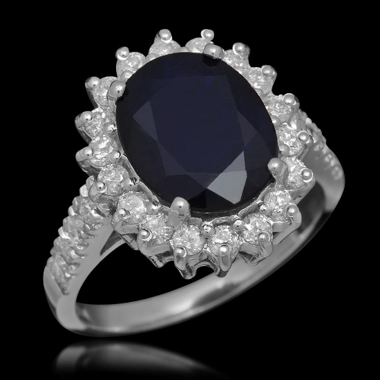14K Gold 3.83ct Sapphire 0.78ct Diamond Ring