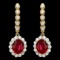 14k Gold 5.3ct Ruby 1.40ct Diamond Earrings