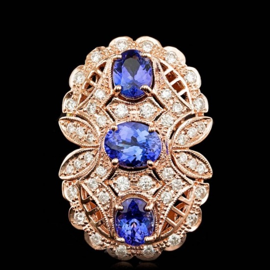 14k Rose 5.50ct Tanzanite 1.60ct Diamond Ring