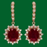 14k 13.50ct Ruby 1.70ct Diamond Earrings