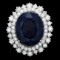 14k Gold 13.00ct Sapphire 1.85ct Diamond Ring