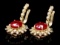 14k Gold 10.00ct Ruby 1.60ct Diamond Earrings