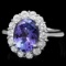 14k White Gold 3ct Tanzanite 1.00ct Diamond Ring