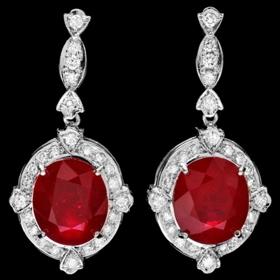 14k Gold 21.70ct Ruby 1.75ct Diamond Earrings