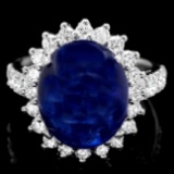 14k Gold 11.50ct Sapphire 1.20ct Diamond Ring