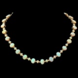 14k Yellow Gold 28ct Opal 2.50ct Diamond Necklace