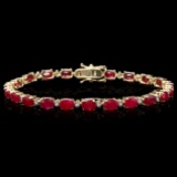 14k Gold 13.00ct Ruby 0.55ct Diamond Bracelet
