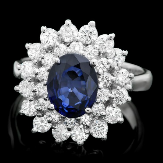 14k Gold 1.80ct Sapphire 1.50ct Diamond Ring