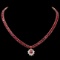 14k Gold 60.5ct Ruby 1.40ct Diamond Necklace