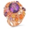 14K Gold 8.31ct Amethyst 6.50ct Sapphire 0.75cts Diamond Ring