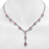 18K Gold 7.65ct Pink Sapphire 7.35ct Diamond Necklace