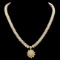 14k Yellow Gold 36ct Opal 1.00ct Diamond Necklace