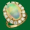 14k Gold 6.79ct Opal 2.00ct Diamond Ring