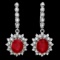 14k Gold 8.00ct Ruby 1.40ct Diamond Earrings