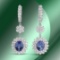 14K Gold 6.09cts Tanzanite & 7.01cts Diamond Earrings