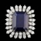 14k Gold 13.50ct Sapphire 2.40ct Diamond Ring