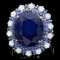 14k Gold 16.4ct Sapphire 1.00ct Diamond Ring