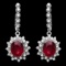 14k Gold 8.00ct Ruby 1.50ct Diamond Earrings