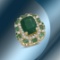 14K Gold 13.88cts Emerald & 2.89cts Diamond Ring