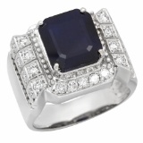 14K Gold 5.53ct Sapphire 1.06ct Diamond Ring