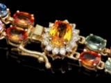 14k Gold 27ct Sapphire .30ct Diamond Bracelet