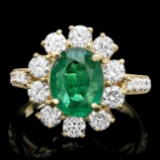 14k Gold 1.50ct Emerald 1.60ct Diamond Ring