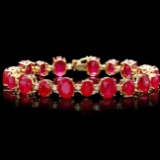 14k Gold 55.00ct Ruby 1.35ct Diamond Bracelet