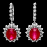 14k Gold 14.15ct Ruby 1.80ct Diamond Earrings