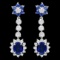 14k Gold 3.85ct Sapphire 2ct Diamond Earrings