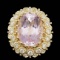 14k Gold 22.00ct Kunzite 2.45ct Diamond Ring