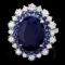 14k White Gold 7.2ct Sapphire 1.00ct Diamond Ring