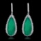 14K White Gold, 25.50cts Chalcedony & 2.91cts. Diamond Earrings