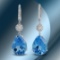 14K Gold 36.35 Blue Topaz & 1.30cts Diamond Earrings