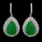 14k Gold 22.50ct Jade 5.15ct Diamond Earrings