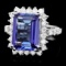 18k Gold 6.50ct Tanzanite 1.15ct Diamond Ring