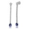 14K Solid White Gold, 1.36cts Sapphire & 1.17cts Diamond Earrings