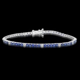 14k White Gold 3.42ct Sapphire 0.71ct Diamond Bracelet